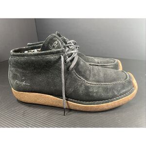 Y2k Phat Farm Mens Black Genuine Leather Lace Up Ankle Chukka Boots Size 9 Suede